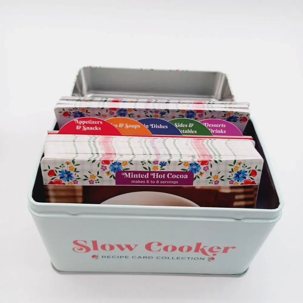 Slow Cooker Recipe Card Collection Tin Floral Pattern NEW